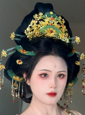 原创 琼华 明制唐风汉服发冠重工流苏发钗套装古风配饰头饰