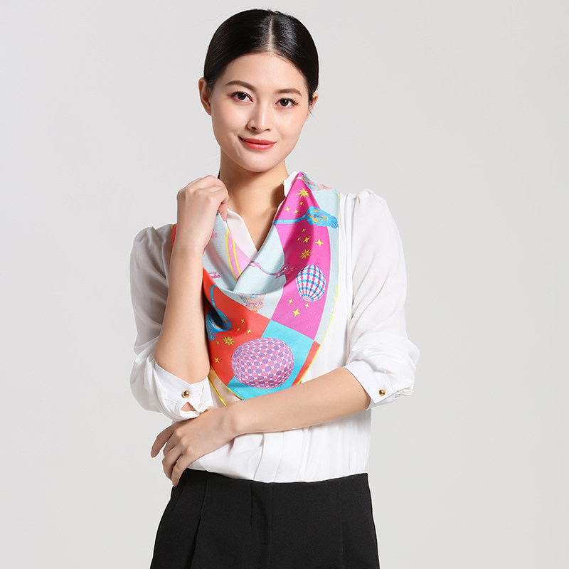 春秋桑蚕丝印花大方巾送礼