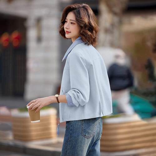 休闲风翻领短套款外女新松款宽显ZWEI9016瘦百搭质龄夹克气上衣外