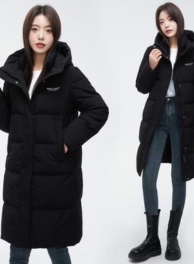 撤柜贸品服正024新款外羽绒女16472中长款加厚大码2白鸭绒连帽外