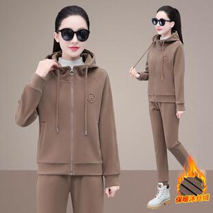 休闲运74174349动套装女款秋女冬季2新023年韩版连帽卫衣士加厚加