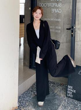 装黑色炸街时2尚套女秋天250新款假两件c108-748长袖上衣直筒阔腿