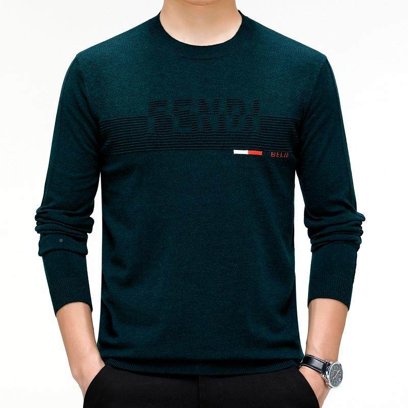 2023秋新中年男士圆领冬长袖款恤休闲232619-Tt羊毛针织打底衫爸