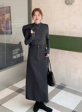 深半灰色高感气C015-280质装裙女秋2025新款法式马甲打底级套衫身