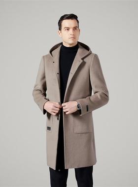 高男士纯羊毛衣新款2791-C兔毛胆保暖中年爸爸档连帽中长内大款外