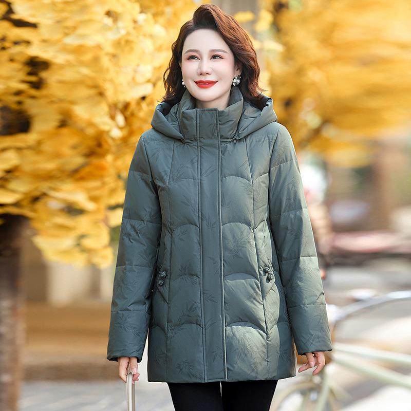 品中撤柜新款老年5828妈羽绒服加厚宽松正冬装长款白妈鹅绒外套女