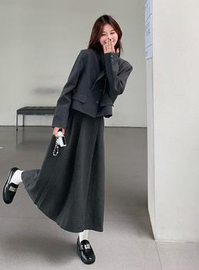 灰色系学院风小西服套装裙女025秋韩新款气2质通勤b206-606半季身
