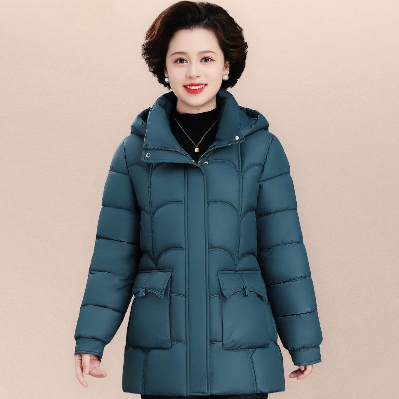 中老年冬84259411装羽绒服女中长款棉洋气大码加厚宽5外套0岁妈妈