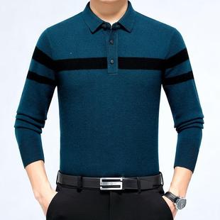 新款 G厚领羊绒上衫 翻羊绒长袖 山加10K79 衣 毛衣恤中年男士 冬季