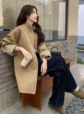 卡其韩系休闲风衣20约C211-80625秋季新款色中长款气女质简宽松立
