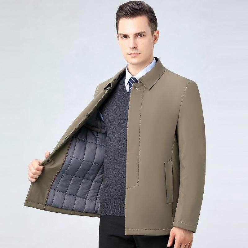 中棉衣男6605-F冬季领加厚棉服外套男士新年款老休闲翻夹克棉袄