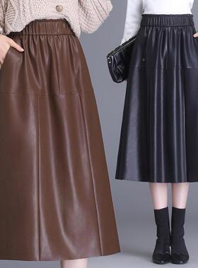 绵品牌高档宁真皮短皮裙女裙高腰秋22538冬装时尚显瘦羊皮海过膝