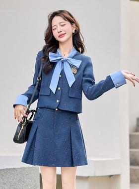 小个子凯95086学院风套装裙春秋款设计感香短新外套半身风裙两件