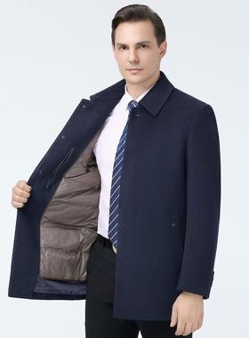 2025毛秋冬新款男士羊绒大套衣短款休闲中老年羽爸爸装绒服6805-O