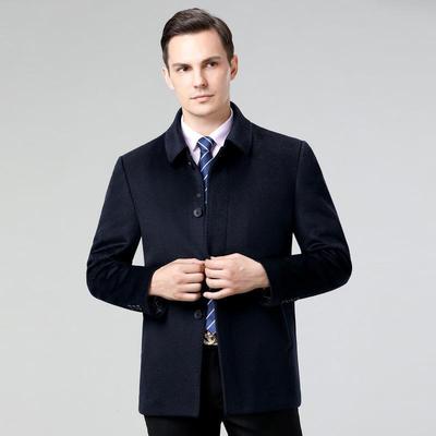 冬装新款毛士男羊绒呢子大衣休闲翻8801-OP领中长款高档全保暖外