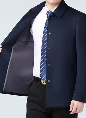 2秋025冬羊大衣男中长款翻领修85621-OP身羊毛呢子爸爸外套士男毛