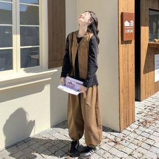 205新款 一感整套搭设计工装 259女百搭打底穿2衫 B128 束脚 马甲套装