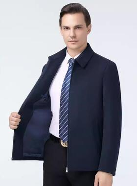 男025秋2冬厚款式绵羊毛呢务子夹克中老年男士休闲翻领商2609-OP