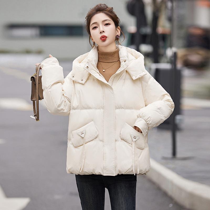 韩版冬季新白款显瘦加厚款羽绒服女宽松鸭小个子外绒套 短HE9HE99