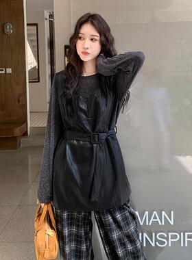 时髦复古松感p新u皮C277-582背秋心裙套装女季2025款打底衫阔腿裤