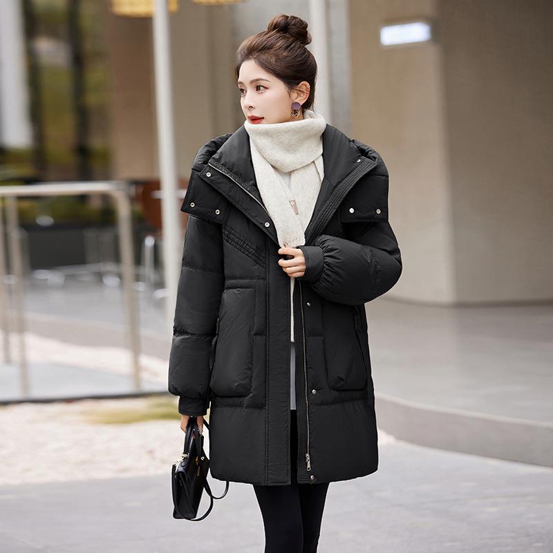 计羽绒服女冬新E款加厚保暖设感90白鸭绒洋连帽时气尚HE99820-外