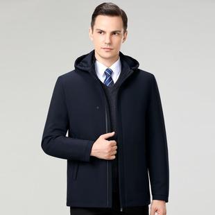 商老务年士连帽棉衣拉链口189 棉服爸绅爸装 J袋外 休闲中男士 冬季