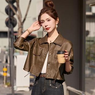 短款显瘦衣外套国806女初秋季年新款时尚小个皮洋气质皮子夹克上