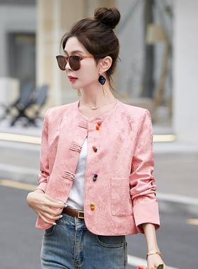 新中式国风外套女短款B2809-032205春秋款级感新减龄复古提花上衣