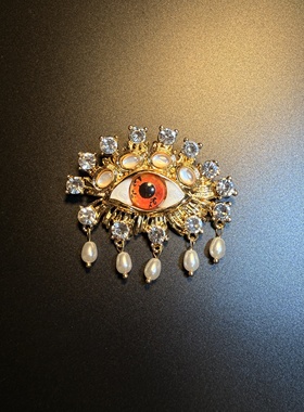 开花的橄榄 Vintage古着 Art Gaze Oculus恶魔之眼流苏胸针