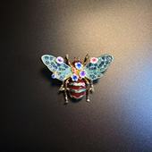 橄榄 Vintage古着 Floral 开花 Bee Brooch蜜蜂胸针