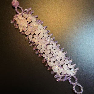 Crystal Vintage古着 Blossoms紫色串珠编织手链 橄榄 开花