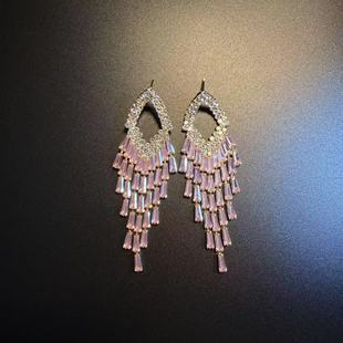 开花的橄榄 Vintage古着 Chic Pink Tassels粉色流苏耳环 耳饰