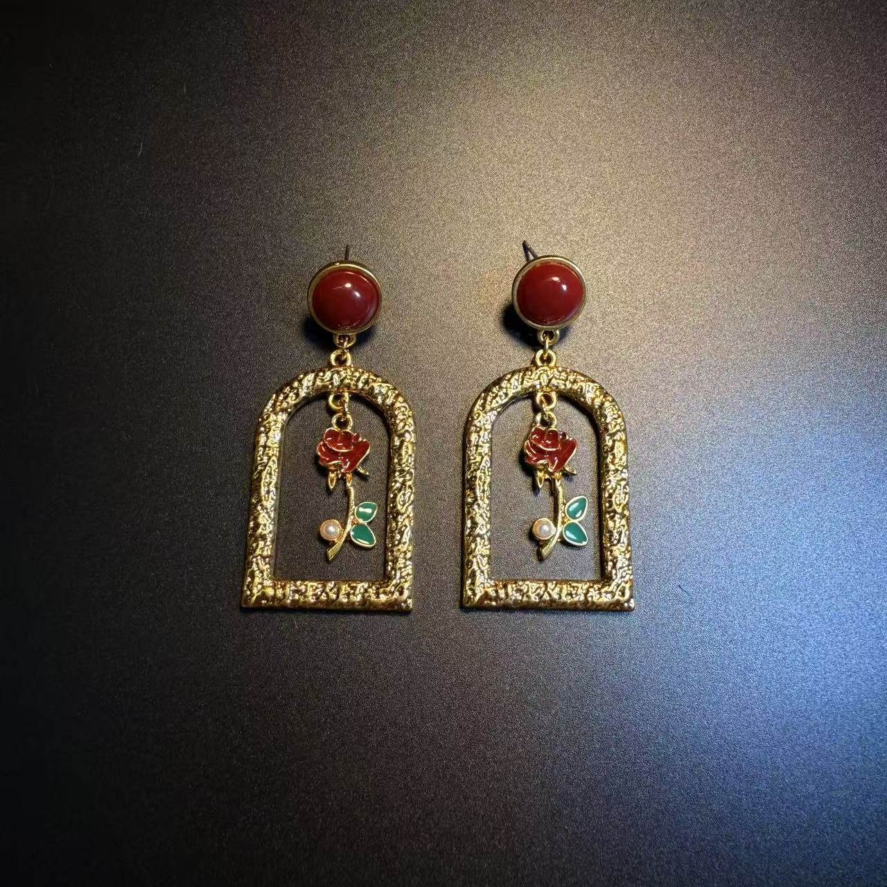 开花的橄榄 Vintage古着 Crimson Arc红色玫瑰花耳钉 耳环 耳饰,饰品/流行首饰/时尚饰品新,耳环,淘宝优惠券,粉丝福利购,淘宝优惠卷