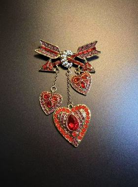 开花的橄榄 Vintage古着 Cupid's Brooch红色爱心胸针