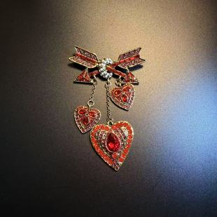 开花的橄榄 Vintage古着 Cupid's Brooch红色爱心胸针