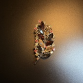 开花 Leaf胸针 Glam 橄榄 Vintage古着