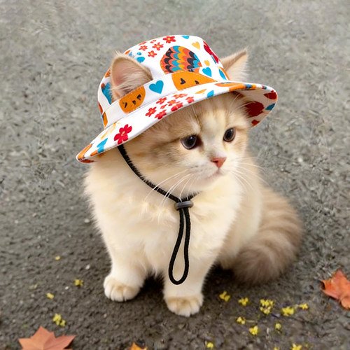 猫狗夏季防晒可调节渔夫帽