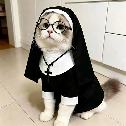 万圣节宠物修女服套装cos