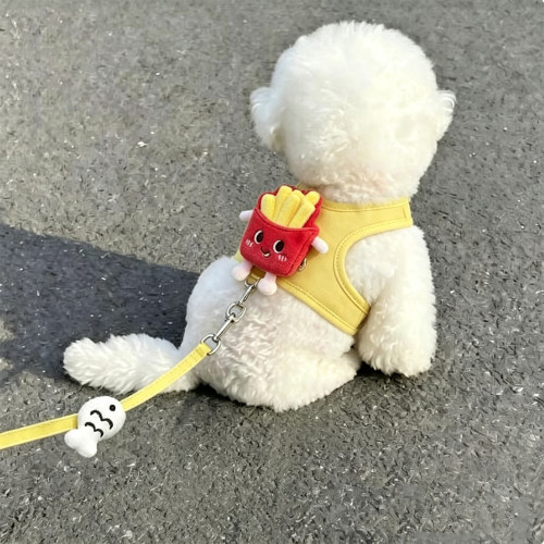 狗狗薯条胸背小型犬牵引绳宠物外出专用绳比熊高颜值遛狗绳小猫绳