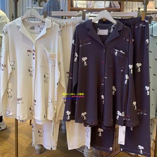 日本GP gelato pique春夏季纯棉睡衣女卡通史努比情侣男家居服GP