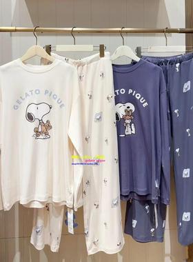 日本GP gelato pique卡通可爱史努比联名情侣睡衣女纯棉家居服男