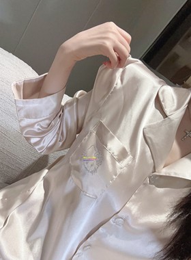 日本GP秋季真丝睡衣女高级感赵露思款甜美kitty可爱KT长袖家居服