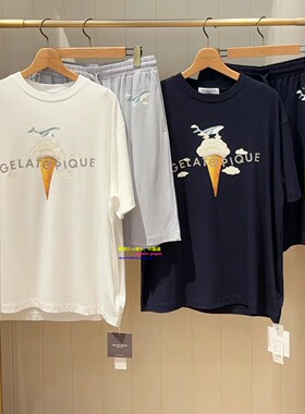日本GP gelato pique夏季男女同款睡衣鲸鱼冰淇淋短袖家居服情侣