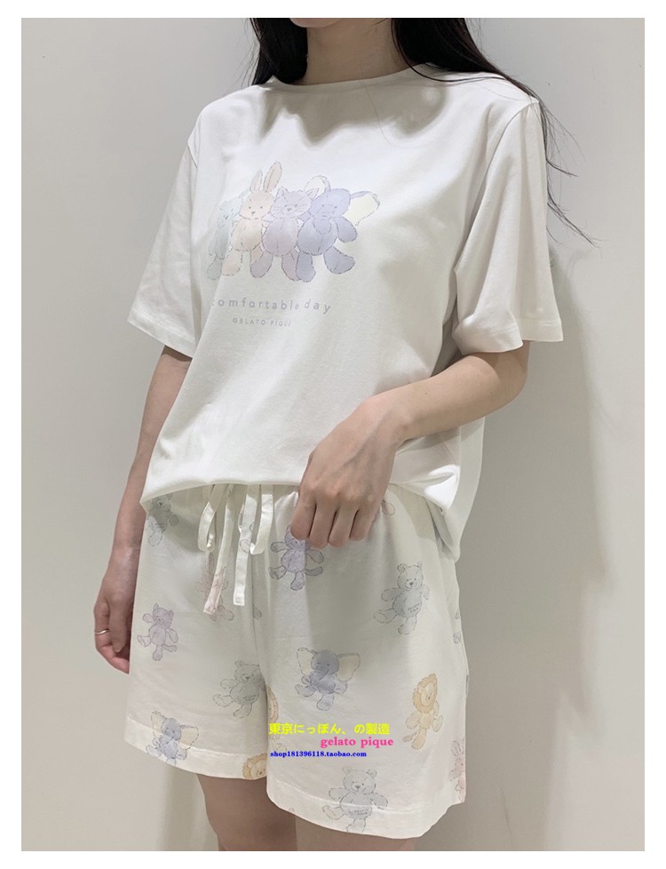 日本GP gelato pique夏季睡衣女卡通莫代尔短袖家居服两件套装gp