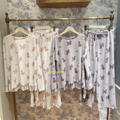 日本GP秋冬新款柔软睡衣女贵宾犬