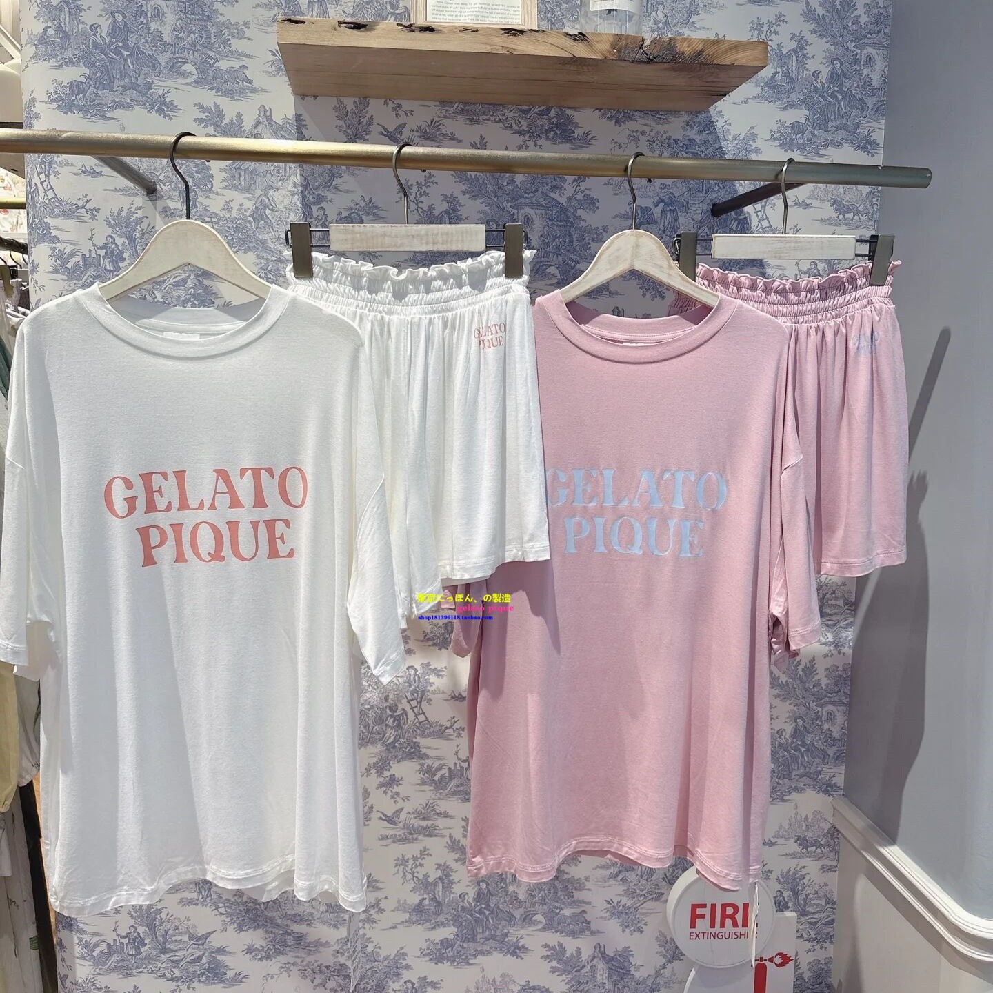 日本GP gelato pique夏季睡衣女马卡龙彩色字母短袖短裤家居服ins