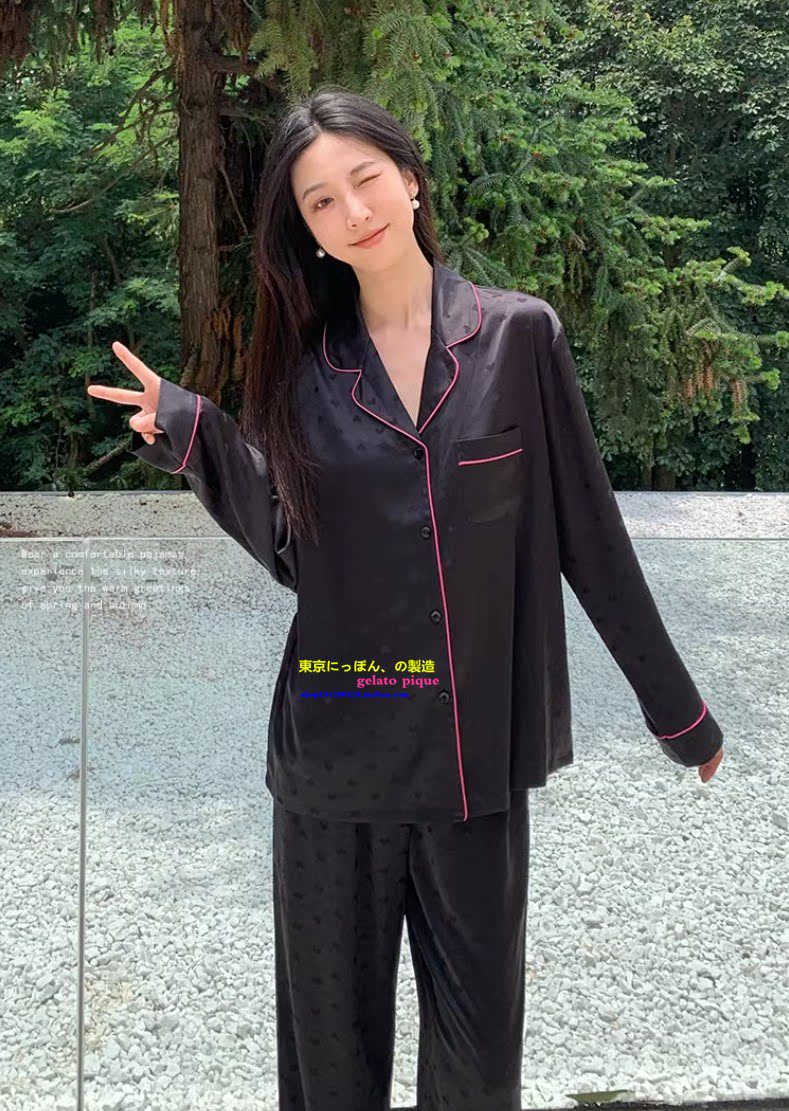 日本女真丝高级感爱心睡衣家居服