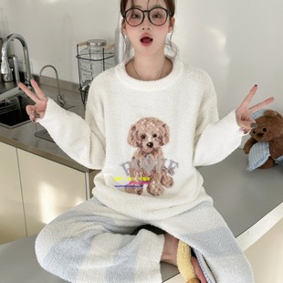 睡衣女卡通贵宾狗家居服套装 日本GP 软绵绵新款 pique冬季 gelato