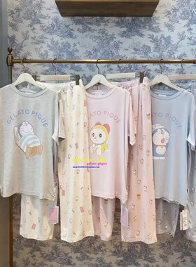 日本GP gelato pique夏天莫代尔睡衣女卡通哆啦A梦联名短袖家居服