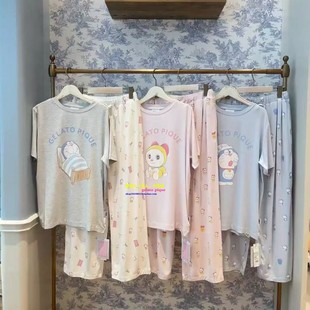 日本GP gelato pique秋新品莫代尔睡衣卡通哆啦A梦联名短袖家居服